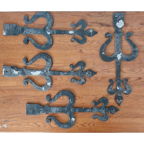 178 - Collection of Antique Iron Items Door Parts, Door Lock Hinge, Copper Planter