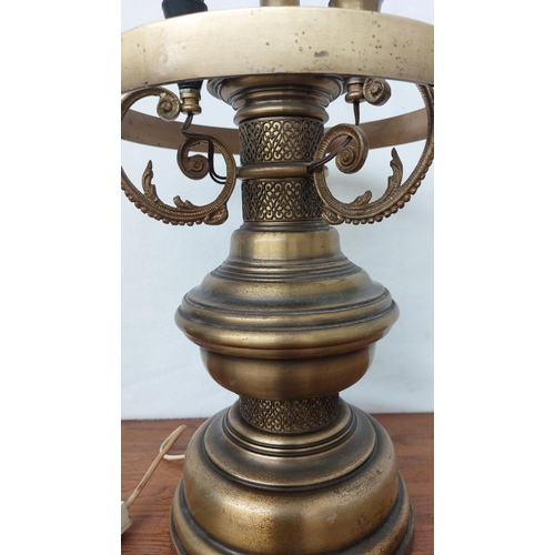 179 - Vintage 3-Way Solid Brass Table Lamp