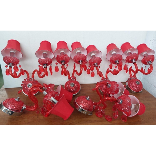 493 - x6 Red Plastic Sconce Wall Lighting Fixtures