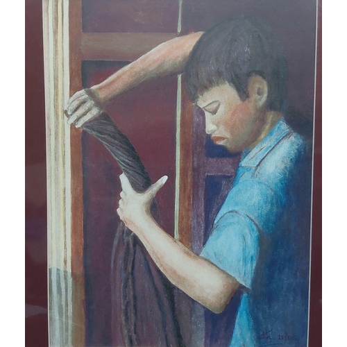 102 - Oriental Print of Working Boy in Frame (44 x 54cm)