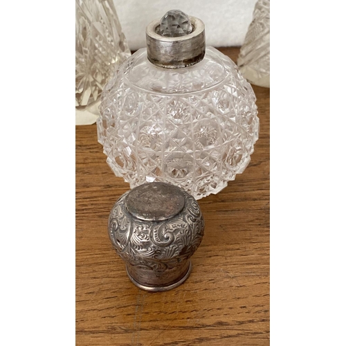 66 - Antique Clear Glass Perfume Bottles to Include Rare Hobnail Cut Glass Silver Perfume Bottle, Small V... 