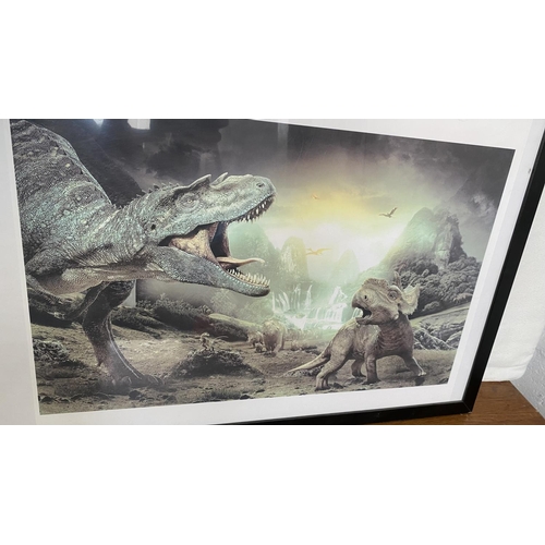 448 - x3 'Ikea' Frames with Dinosaur Posters (54 x 74cm) Together with a Dinosaur Toy