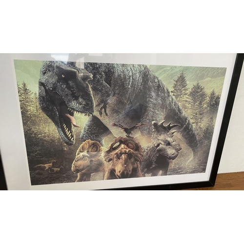 448 - x3 'Ikea' Frames with Dinosaur Posters (54 x 74cm) Together with a Dinosaur Toy