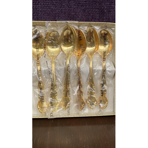 5 - Eetrite 24ct Gold Plated Tea/Cake Spoons Set