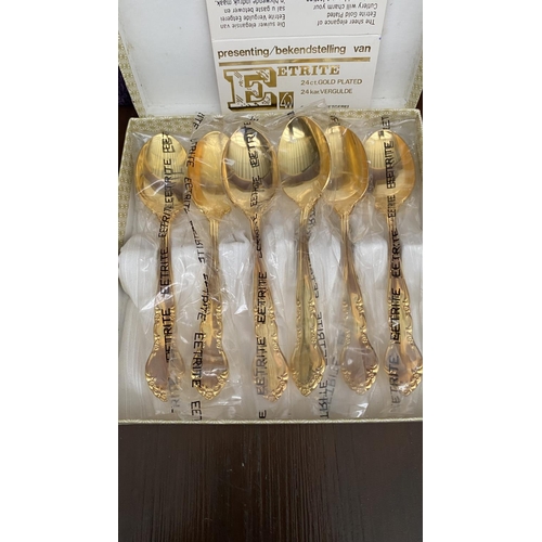 5 - Eetrite 24ct Gold Plated Tea/Cake Spoons Set