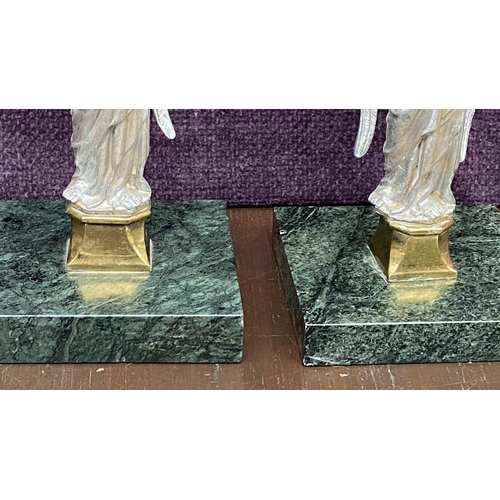 63 - Vintage Metal Figurines Standing on Solid Brass and Granite Base (19cm H./each)