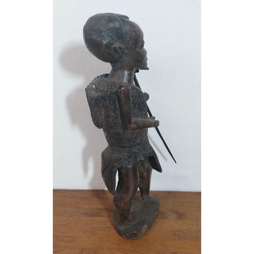 141 - Vintage Handmade Red Wood African Figure