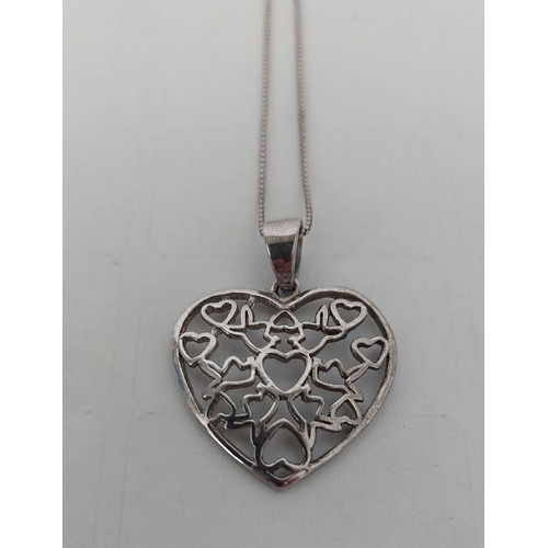 187 - Sterling Silver Heart Pendant with Chain and a Pair of Drop Earrings