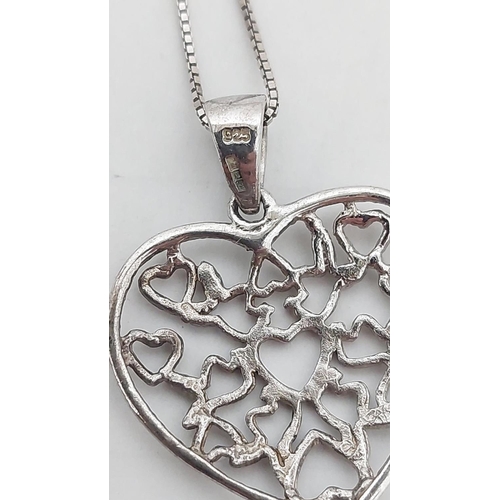 187 - Sterling Silver Heart Pendant with Chain and a Pair of Drop Earrings