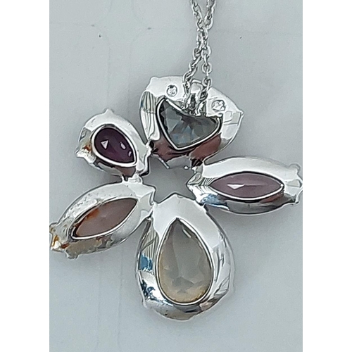 188 - Genuine Swarovski Heritage Flower Necklace, Rhodium Plated