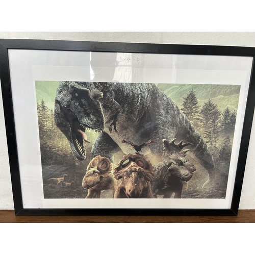 448 - x3 'Ikea' Frames with Dinosaur Posters (54 x 74cm) Together with a Dinosaur Toy