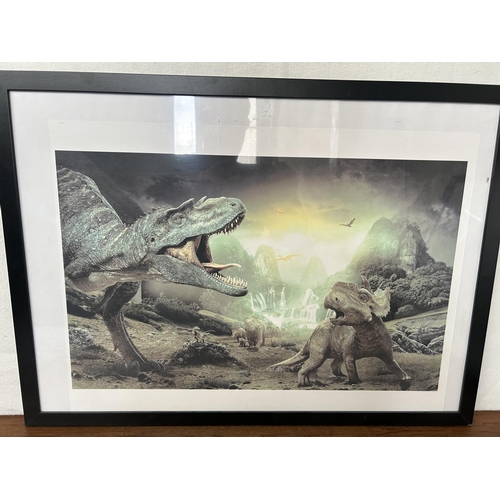 448 - x3 'Ikea' Frames with Dinosaur Posters (54 x 74cm) Together with a Dinosaur Toy