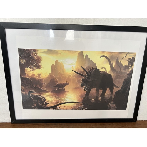 448 - x3 'Ikea' Frames with Dinosaur Posters (54 x 74cm) Together with a Dinosaur Toy