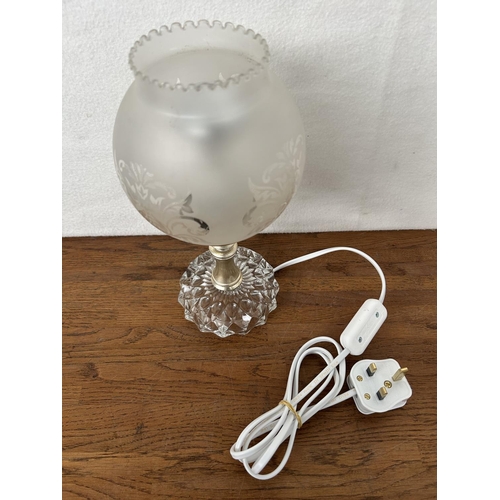 496 - Art Deco Style Frosted Glass Globe Table Lamp (Rewired)