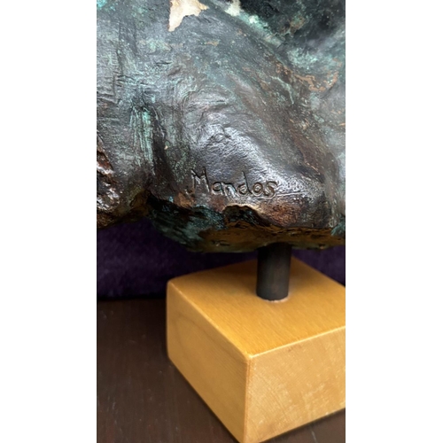 62 - Mandos Nude Female Sculpture Set onto Wooden Block Base and Signed by the Artist Coated with Silver ... 