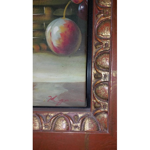 85 - Oil on Canvas Still Life Painting in Ornate Wooden Frame, Signed (56 x 47cm)