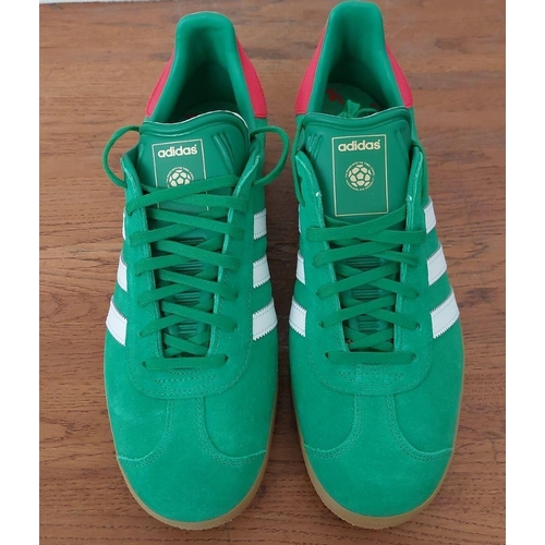 151 - Pair of Adidas Limited Edition Gazelle Green Suede Sport Shoes Size UK 10.5/Euro 45 1/3