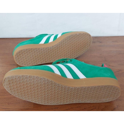 151 - Pair of Adidas Limited Edition Gazelle Green Suede Sport Shoes Size UK 10.5/Euro 45 1/3