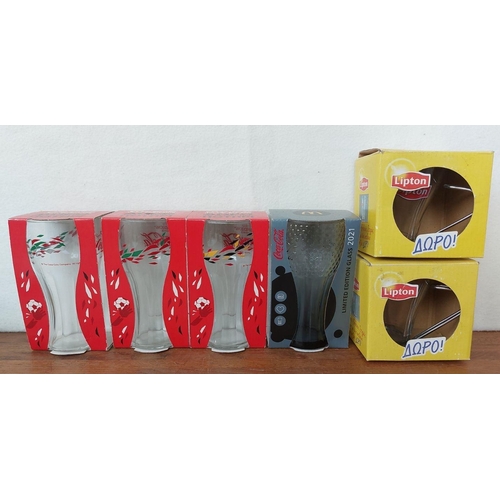 404 - Coca-Cola and Lipton Ice Tea Glasses (Sealed in Original Packaging and Other