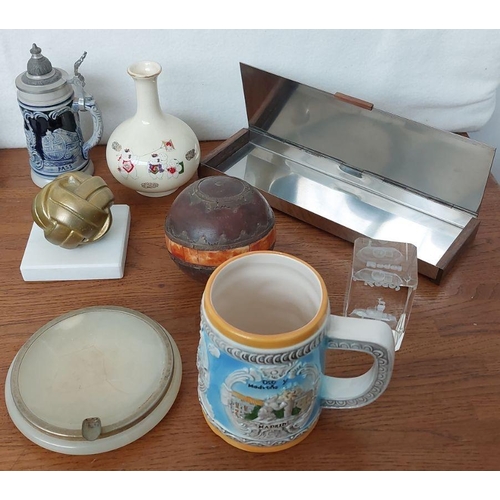 474 - Collection of Assorted Ornaments Incl. Small Satsuma Bowl, Vintage Onyx Ashtray, Small Limoges Plate... 