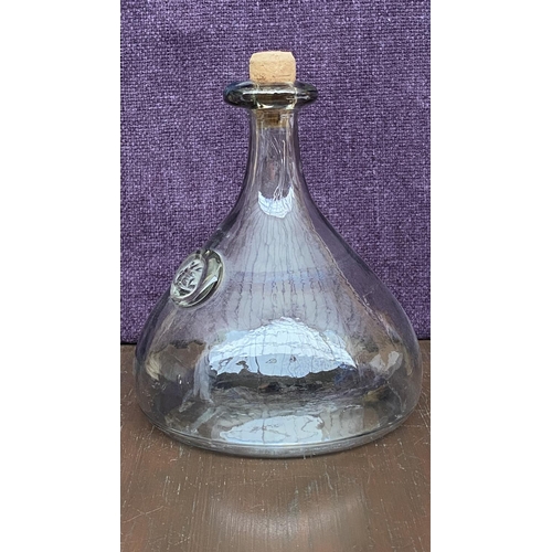 115 - Mid Century Modern Danish Smoky Gray Heavy Wine Carafe/Bottle/Decanter from 1960's