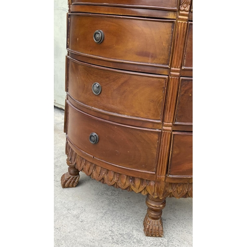 89 - French Style Demilune Chest of Drawers with Sun Burst Design on Top, Some Carved Detailing and Decor... 