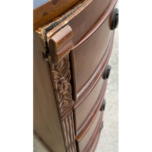 89 - French Style Demilune Chest of Drawers with Sun Burst Design on Top, Some Carved Detailing and Decor... 