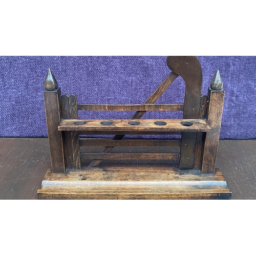 94 - Vintage Wooden Pipe Rack Stand for 5 Pipes (30 W. x 19cm H.)