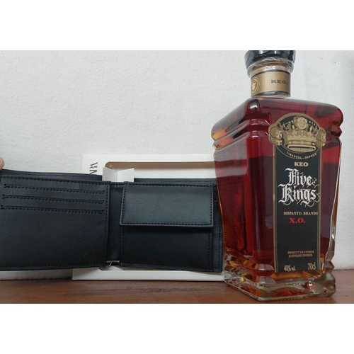 154 - KEO Five Kings XO Brandy 70cl Together with Zara Leather Wallet (Unused)