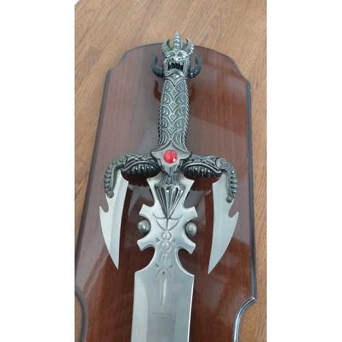 287 - Decorative Wall Mounted Sword on Wooden Plaque