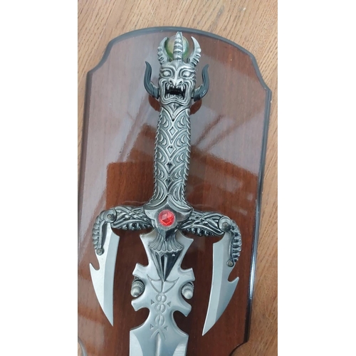 287 - Decorative Wall Mounted Sword on Wooden Plaque