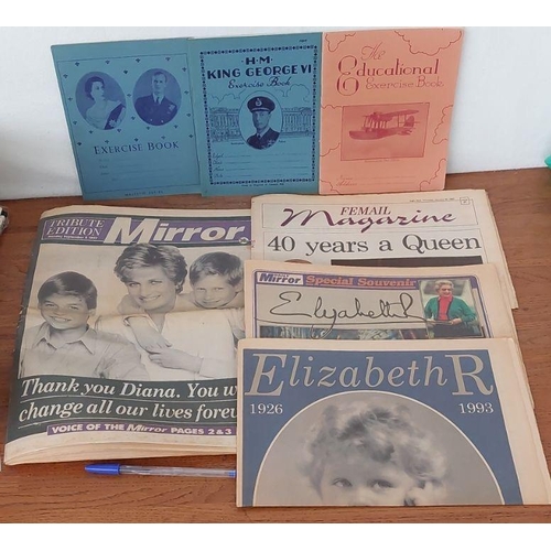 343 - Collection of Vintage Working Notebooks and Newspapers with Announcements of Princess Diana's Death