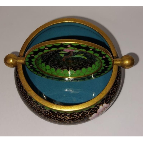 344 - Vintage Chinese  Cloisonne Decorative Set of  Ashtray Incense Burner, Small Vase and a Small Plate