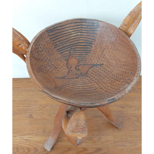 439 - Wooden African Bowl on 3-Legged Stand