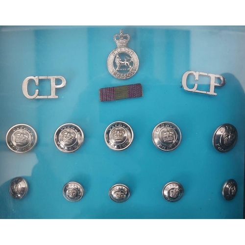 9 - Collection of Pre 1957 Cyprus Police Cap Badge, Lapel Badges, Buttons Queen Elizabeth & King George,... 