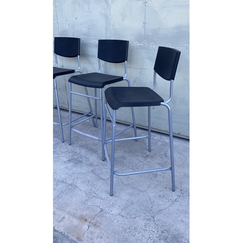 100A - x4 'Ikea Stig' Bar Stools with Backrest and Height Adjustment