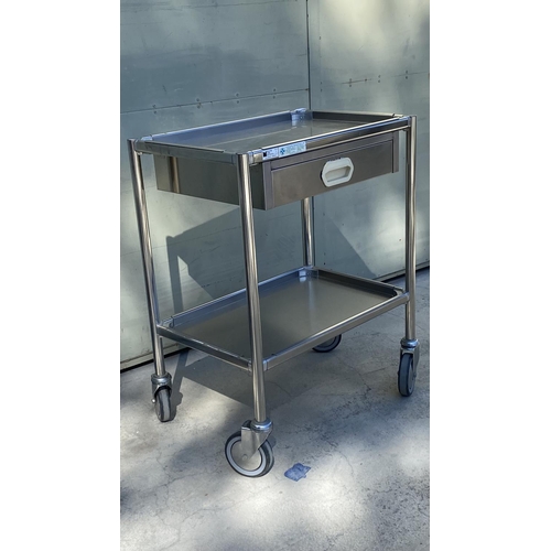 13 - Stainless Steel Rolling Trolley for Cleaning Hospitals/Laboratories/Medical Cart Made in Italy (Exce... 