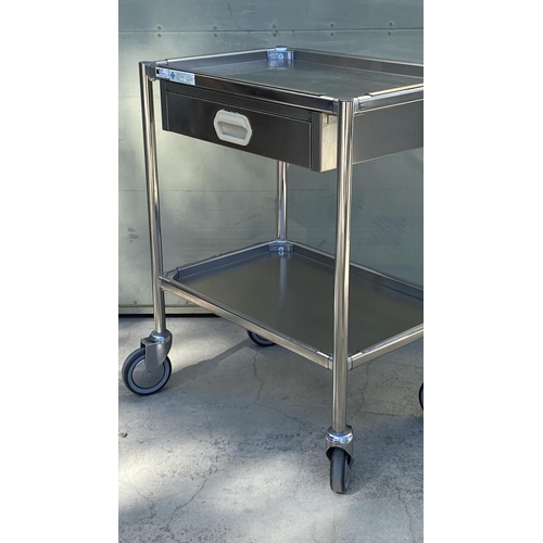 13 - Stainless Steel Rolling Trolley for Cleaning Hospitals/Laboratories/Medical Cart Made in Italy (Exce... 