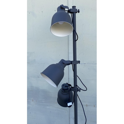 295 - 'Ikea Hektar' Metal Dark Grey Floor Lamp with x3 Spotlights (Very Good Condition)