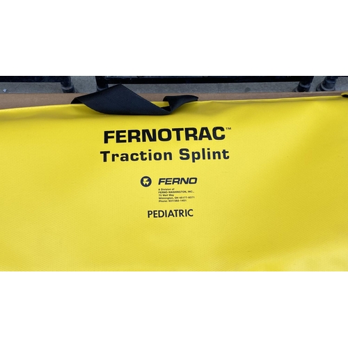 339 - Pediatric Fernotrac Traction Splint (Unused) in a Full Length Yellow Carrying Case and Extra Straps