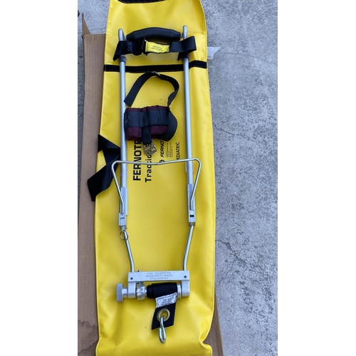 339 - Pediatric Fernotrac Traction Splint (Unused) in a Full Length Yellow Carrying Case and Extra Straps