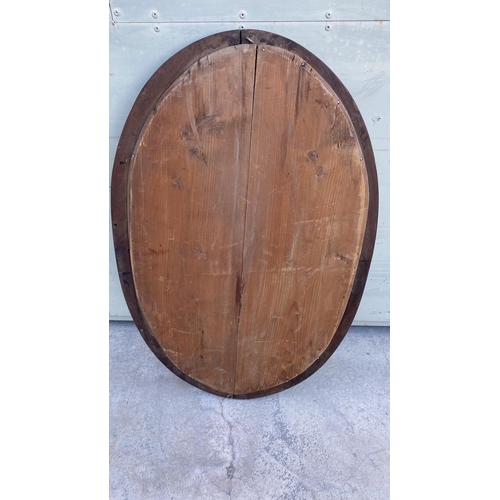 359 - Very Old Wooden Oval Mirror