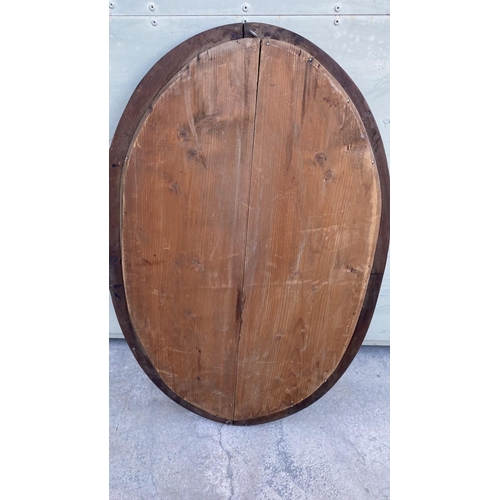 359 - Very Old Wooden Oval Mirror