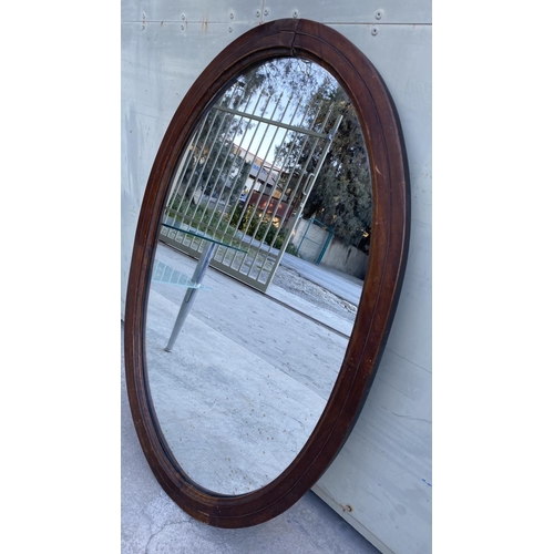 359 - Very Old Wooden Oval Mirror