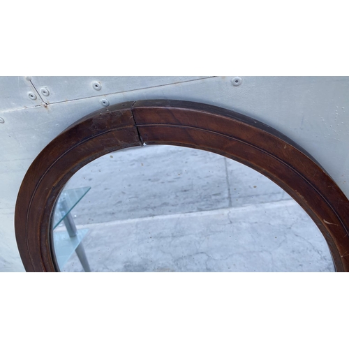 359 - Very Old Wooden Oval Mirror