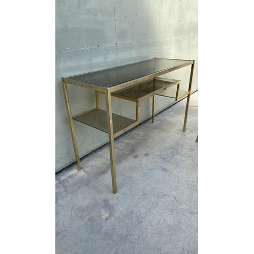 100B - Mid Century Italian Vanity Table/Desk with Matching Aluminium Chair Upholstered in Velour Fabric