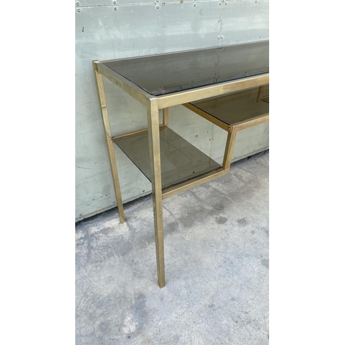 100B - Mid Century Italian Vanity Table/Desk with Matching Aluminium Chair Upholstered in Velour Fabric