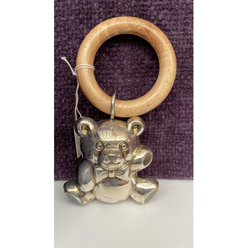 197 - Sterling Silver Rattle Teddy Bear (35gr)