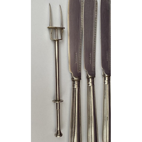 223 - x6 Silver Plated Fish Knives, EPNS Butter Knife and Pickle Fork with Bone Handles Together with Fork... 