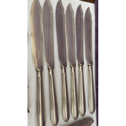 223 - x6 Silver Plated Fish Knives, EPNS Butter Knife and Pickle Fork with Bone Handles Together with Fork... 